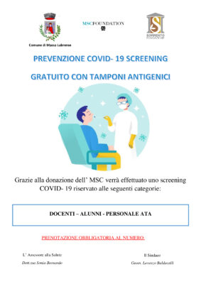 Prevenzione Covid 19-screening gratuito con tamponi antigenici-comune di Massa Lubrense